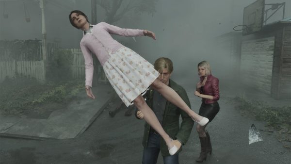 Silent Hill 2, James wielding a frozen model of his wife instead of the pipe.
